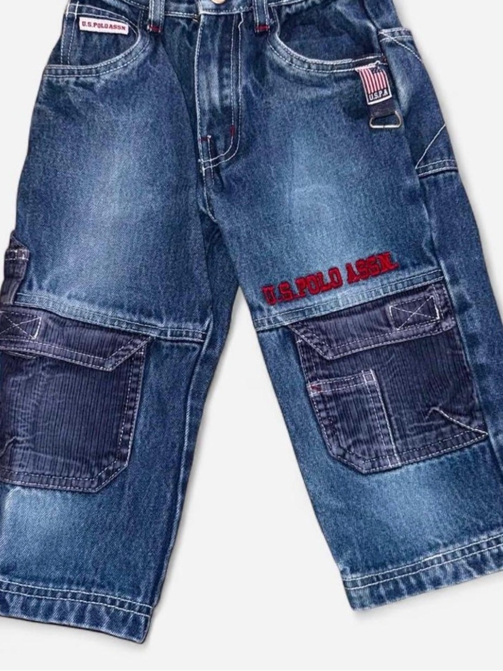 Vintage Y2K U.S. Polo Assn. Boys' Denim Cargo Carpenter Jeans 2T